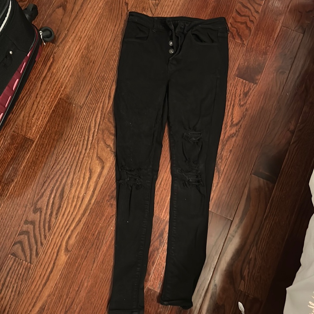 Black American eagle jeans with rips size 2